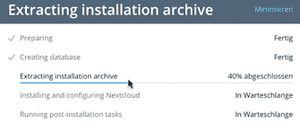 nextcloud install fortschritt