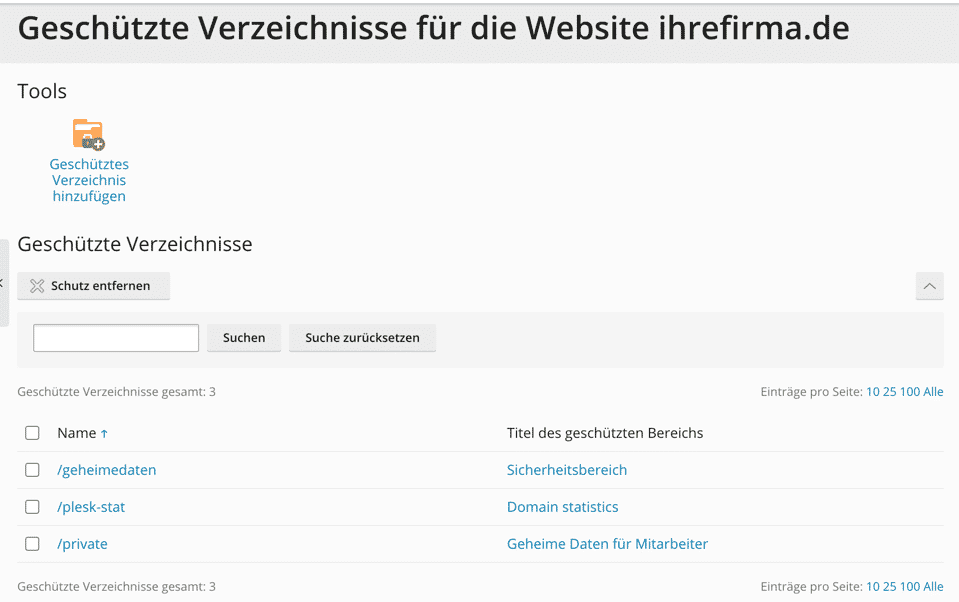 plesk passwortschutz demo 2