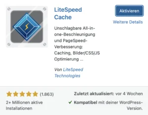 litespeed cache plugin aktivieren