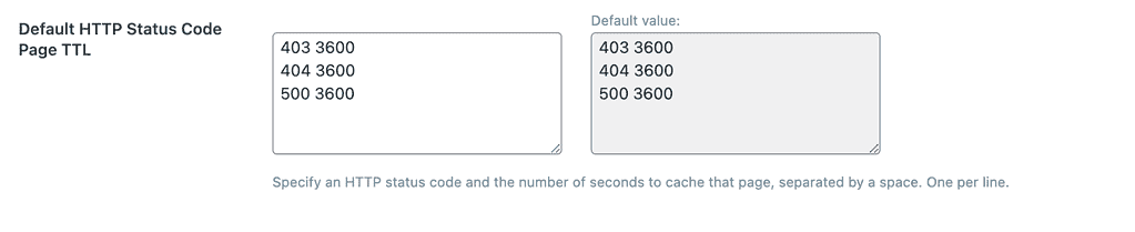 Default HTTP Status Code Page TTL