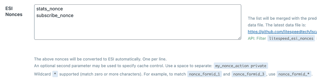 Litespeed Cache ESI nonces
