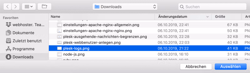 Dateien hochladen