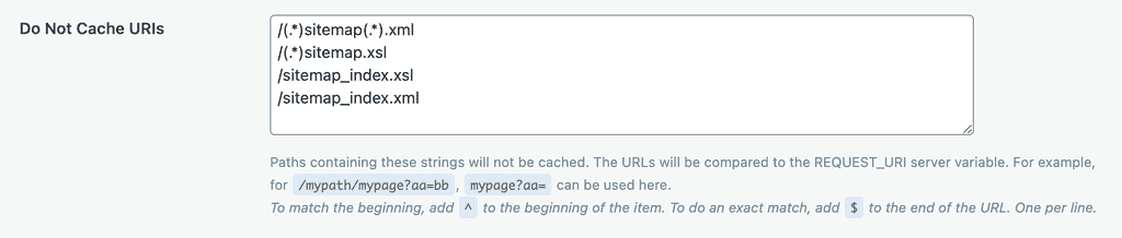 Litespeed excludes do not cache uris