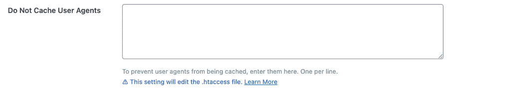 do not cache user agents