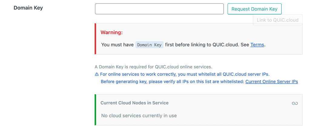 Litespeed Cache Domain Key beantragen