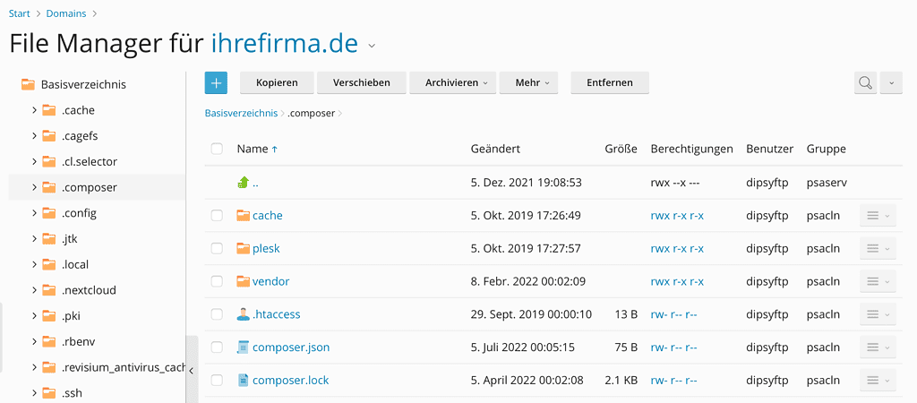 plesk composer dateimanager composerverzeichnis auswaehlen 1024x451 1