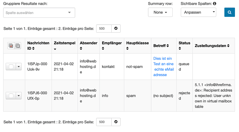 Anzeige eingehende eMails erweitert