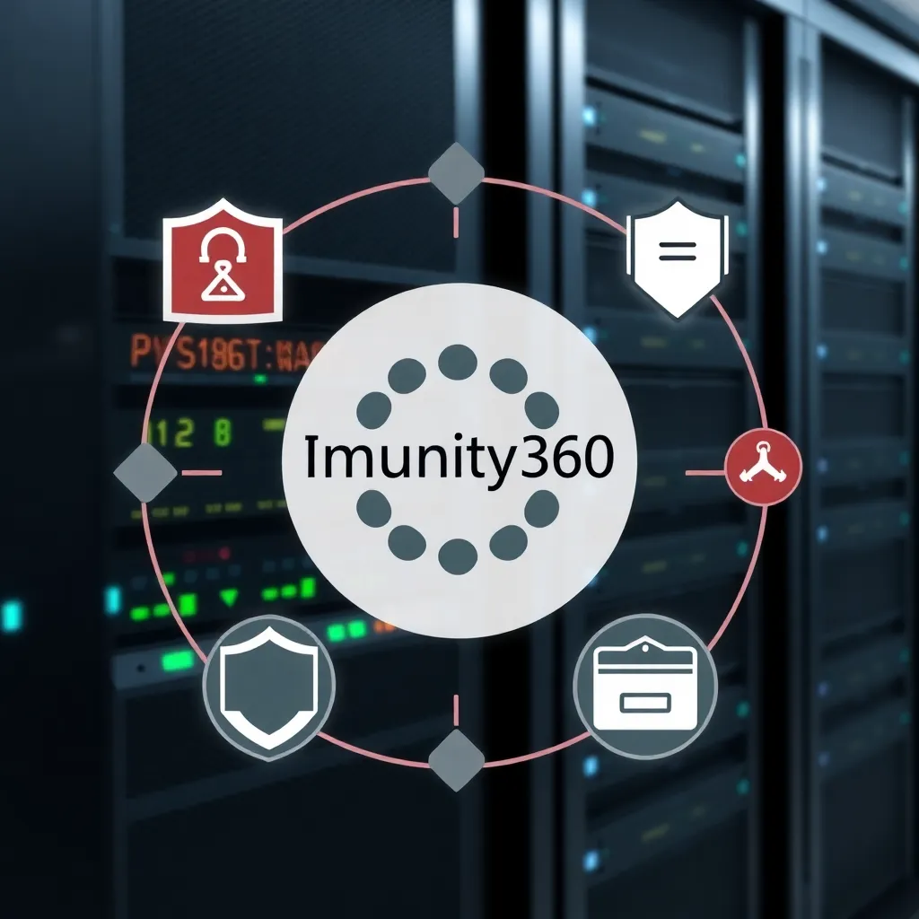 Imunify360 Sicherheitslösung für Plesk-Server visualisiert durch Sicherheitssymbole