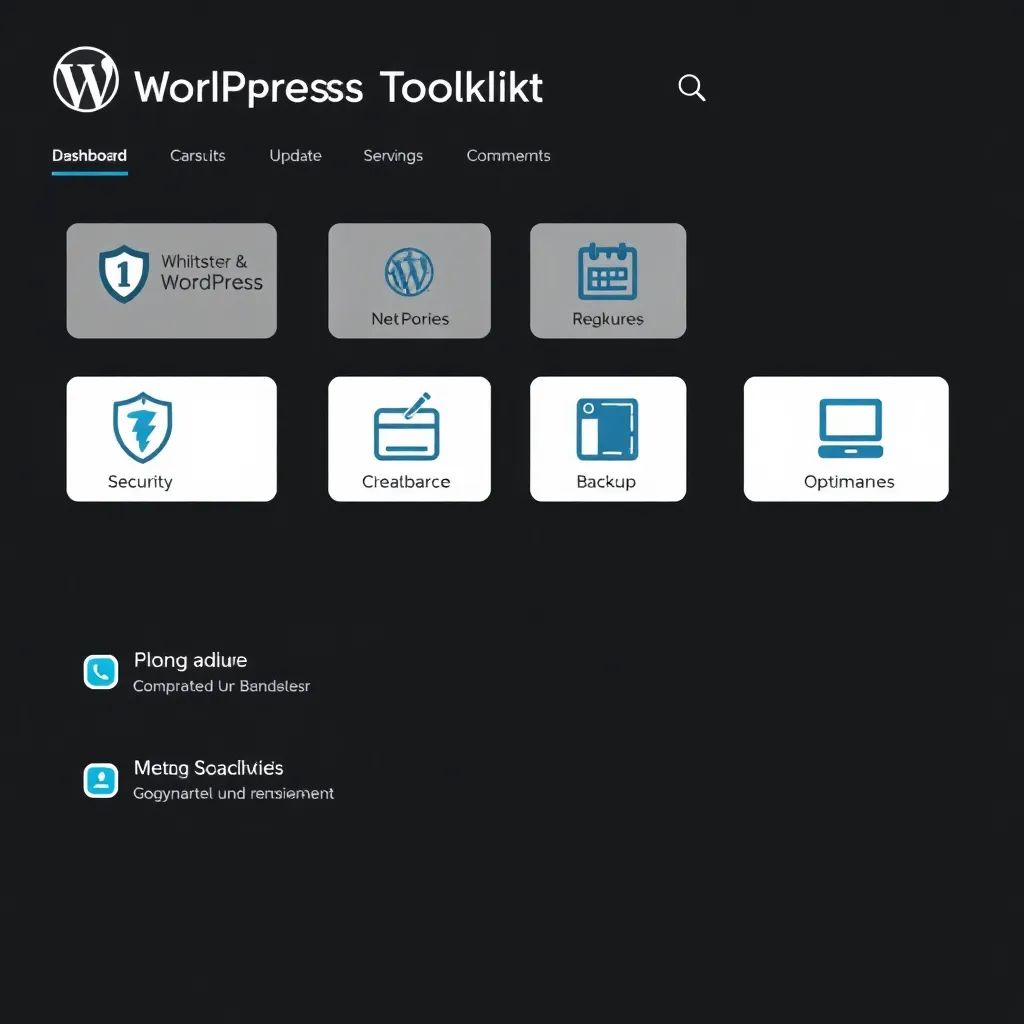 WordPress Toolkit Dashboard mit Funktionsübersicht