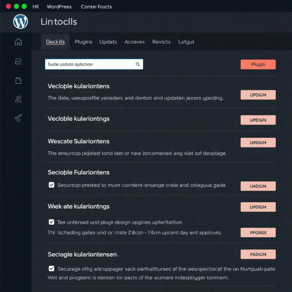 WordPress Toolkit Benutzeroberfläche mit Plugin-Update-Funktionen