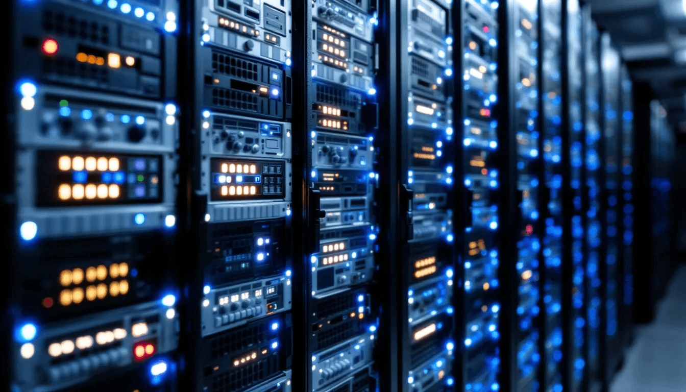 In a modern rechenzentrum, rows of server racks filled with advanced server hardware are organized neatly, providing essential IT infrastrukturen for businesses. This environment supports rund um die uhr cloud services and data processing, ensuring efficient management of IT ressourcen and datenspeicherung.