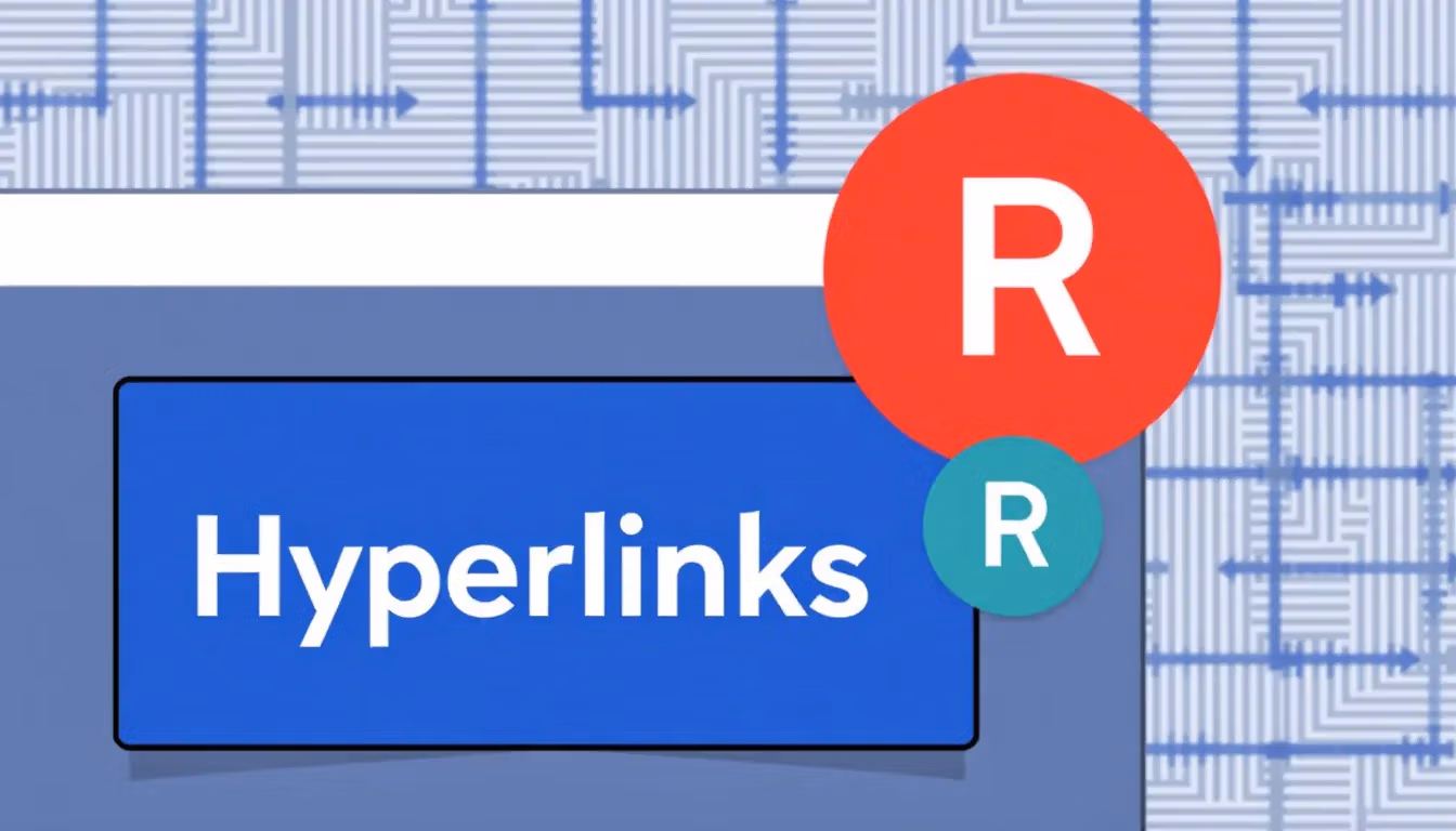 Das Bild zeigt eine grafische Darstellung von Hyperlinks, die zwischen verschiedenen Webseiten und Elementen verbunden sind, um die Struktur einer Website zu verdeutlichen. Es illustriert die Beziehungen zwischen Blog, Online-Shop und anderen Seiten, wobei Icons und verschiedene Farben verwendet werden, um die Benutzerfreundlichkeit und Navigation zu betonen.