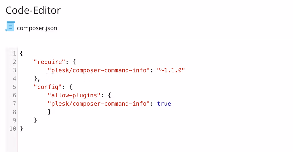 Plesk composer.json Datei